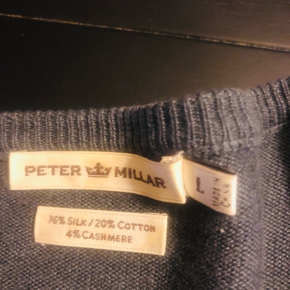 Peter Millar cashmere/silk/cotton blend v-neck sweater long sleeve grandpacore L - Picture 6 of 6
